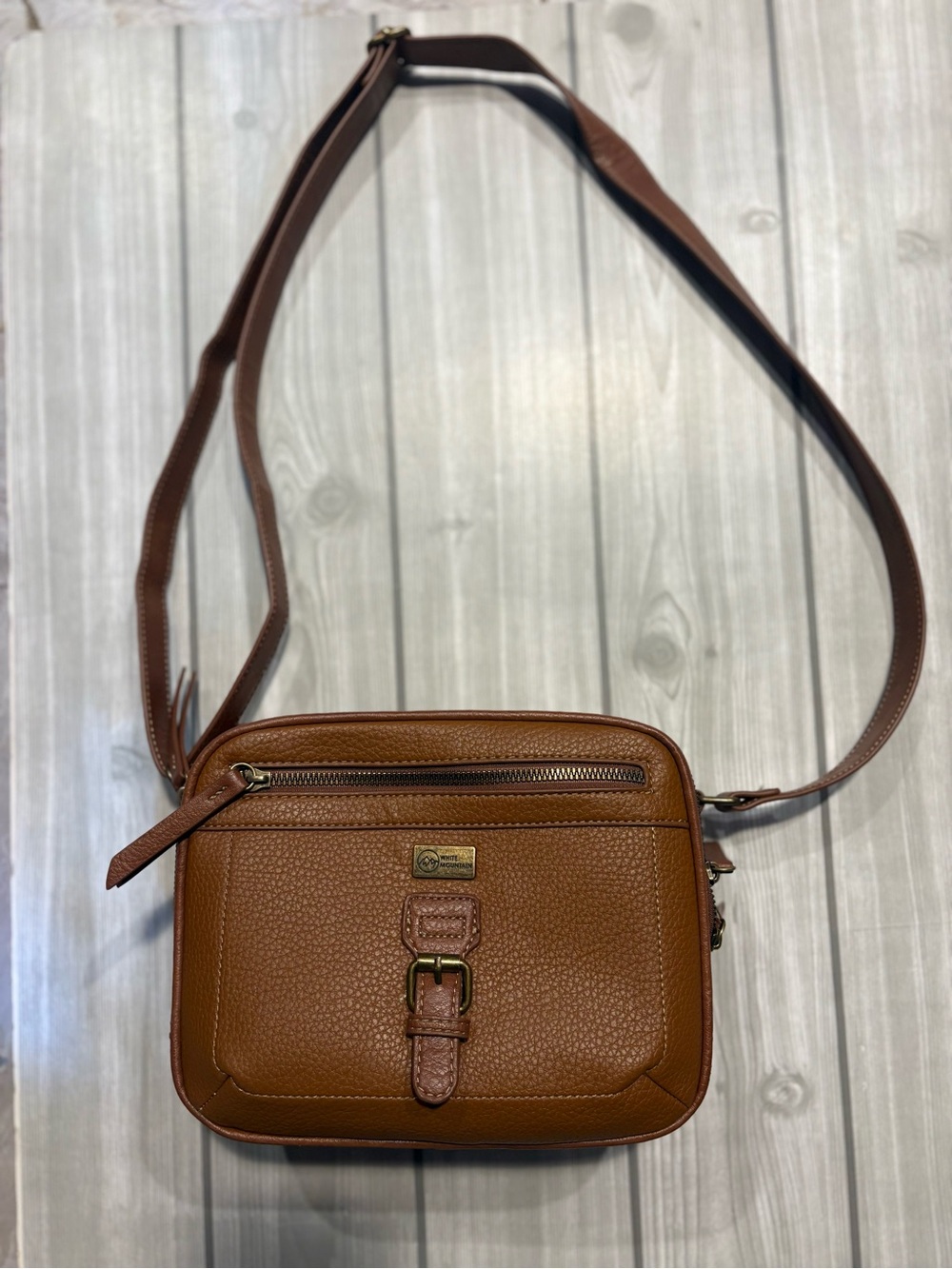 White mountain Brown vegan Leather Crossbody Bag for women
